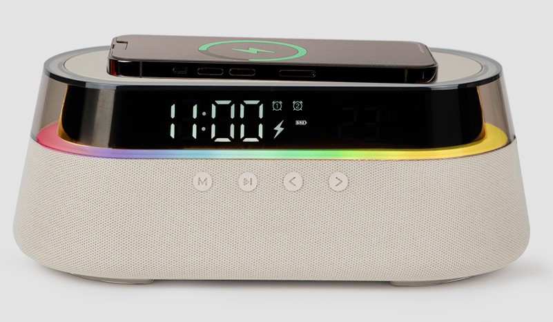 Speaker Bluetooth con Power Bank con Lampada e ricarica Wireless 15watt Duduu Cosmo Multifunzione colore Beige